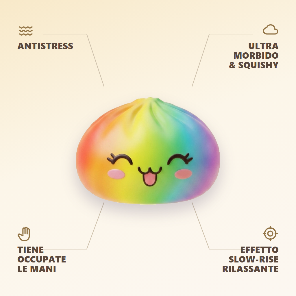 Rare Dumpling Squishy Arcobaleno Colorato — squishy antistress slow-rise kawaii