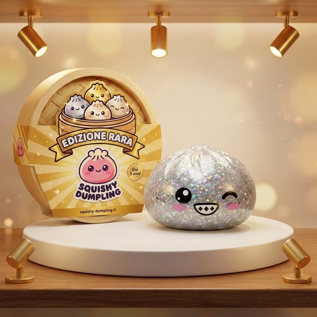 Rare Dumpling Squishy Argento Scintillante — squishy antistress slow-rise kawaii