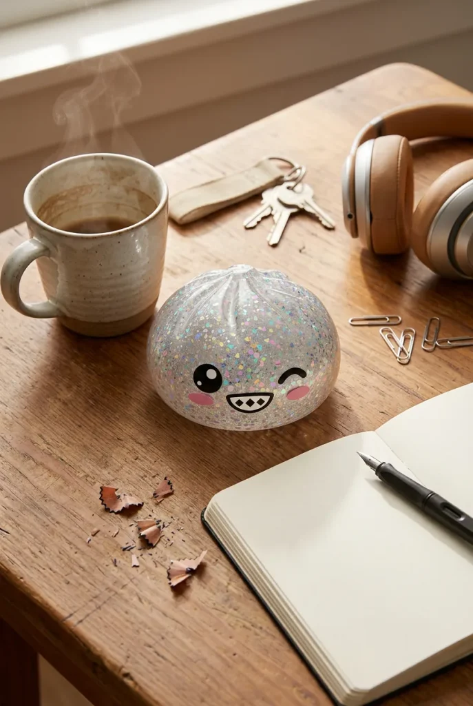 Rare Dumpling Squishy Argento Scintillante — squishy antistress slow-rise kawaii