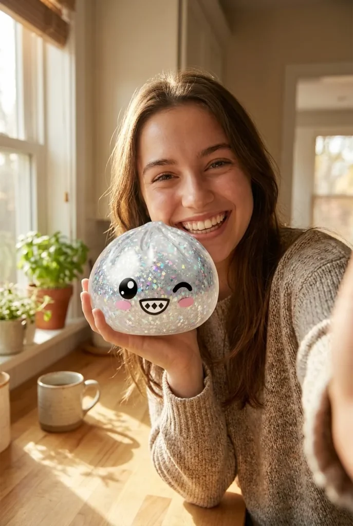 Rare Dumpling Squishy Argento Scintillante — squishy antistress slow-rise kawaii