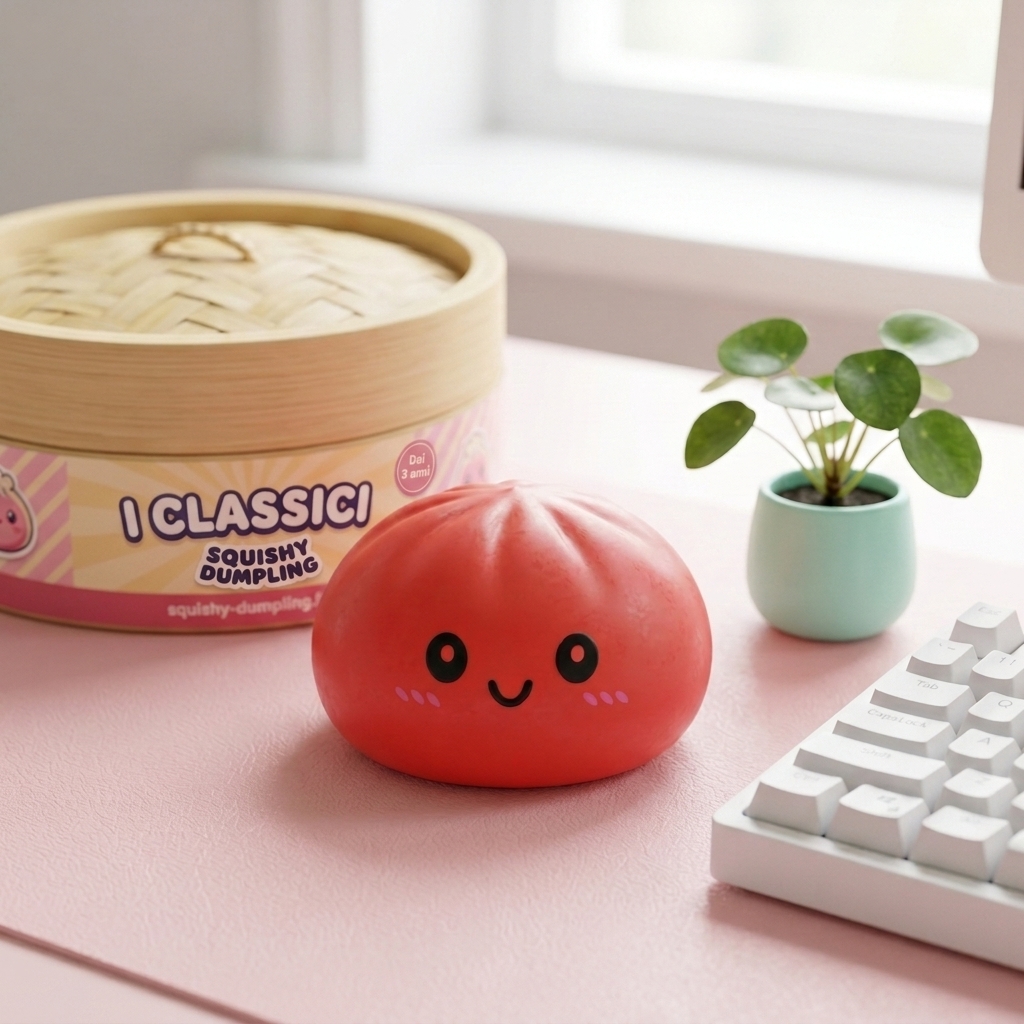 Dumpling Squishy Rosso Ciliegia — squishy antistress slow-rise kawaii