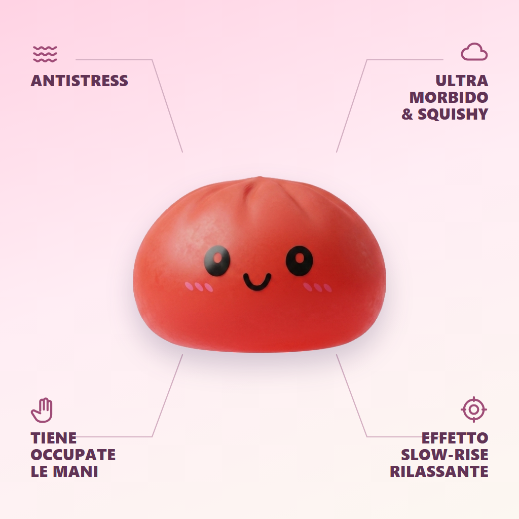 Dumpling Squishy Rosso Ciliegia — squishy antistress slow-rise kawaii