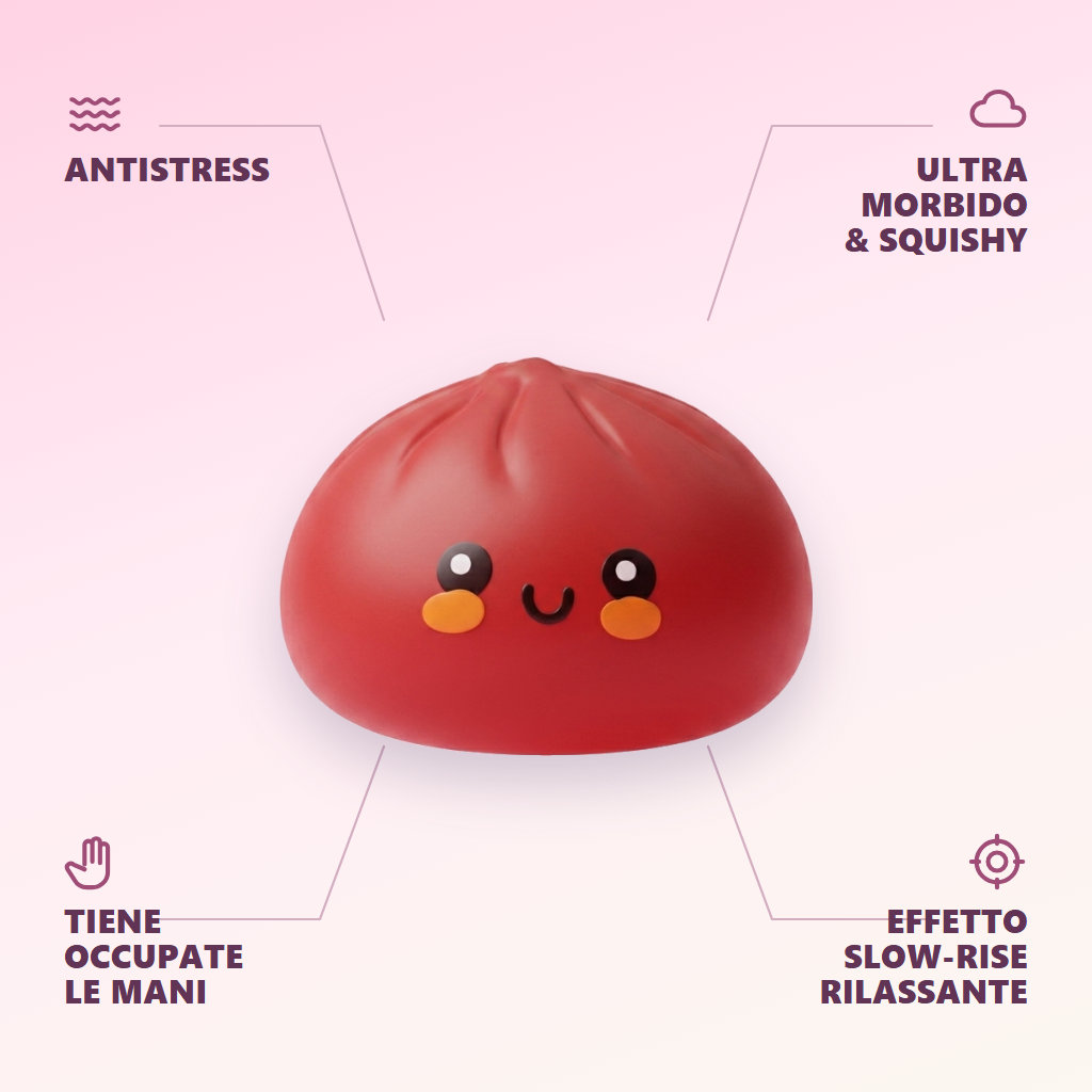 Dumpling Squishy Rosso Fluffy — squishy antistress slow-rise kawaii