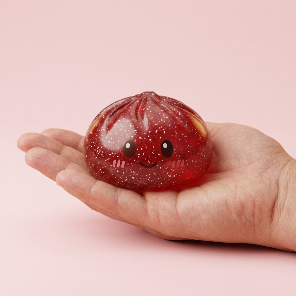 Glitter Dumpling Squishy Rosso Fortuna — squishy antistress slow-rise kawaii
