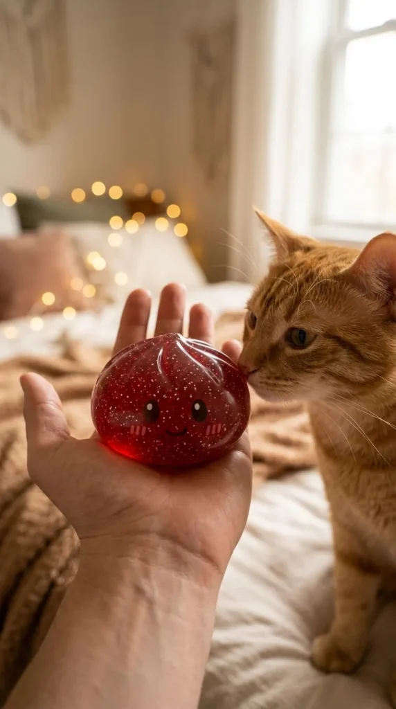 Glitter Dumpling Squishy Rosso Fortuna — squishy antistress slow-rise kawaii