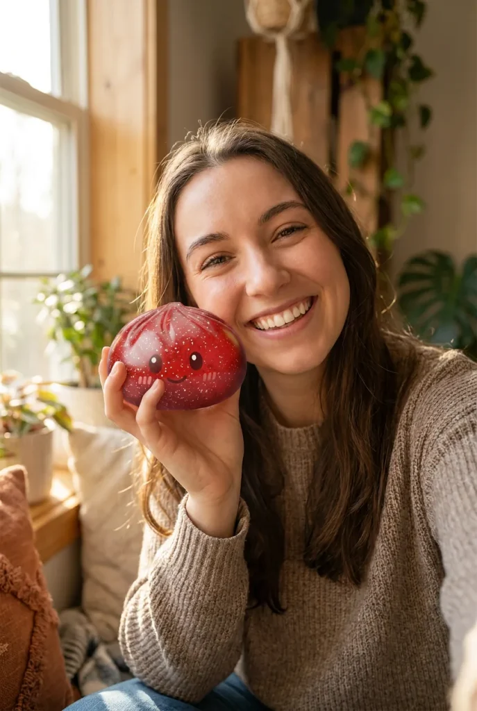 Glitter Dumpling Squishy Rosso Fortuna — squishy antistress slow-rise kawaii