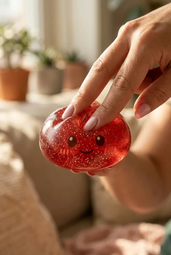 Glitter Dumpling Squishy Rosso Fortuna — squishy antistress slow-rise kawaii