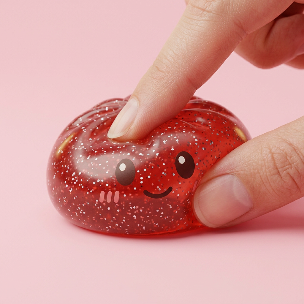 Glitter Dumpling Squishy Rosso Fortuna — squishy antistress slow-rise kawaii