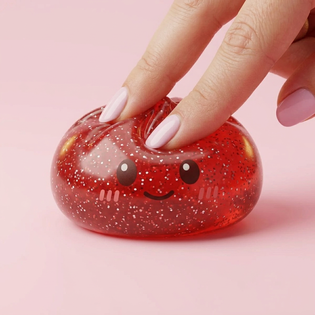 Glitter Dumpling Squishy Rosso Fortuna — squishy antistress slow-rise kawaii