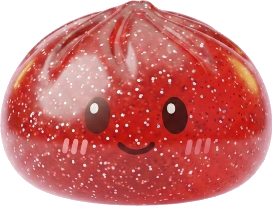 Glitter Dumpling Squishy Rosso Fortuna — squishy antistress slow-rise kawaii