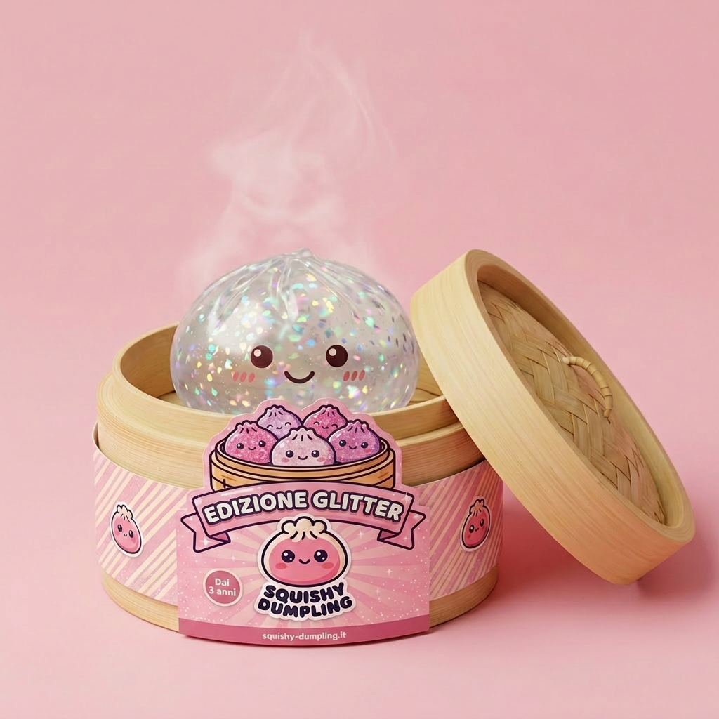 Glitter Dumpling Squishy Argento Scintillante — squishy antistress slow-rise kawaii