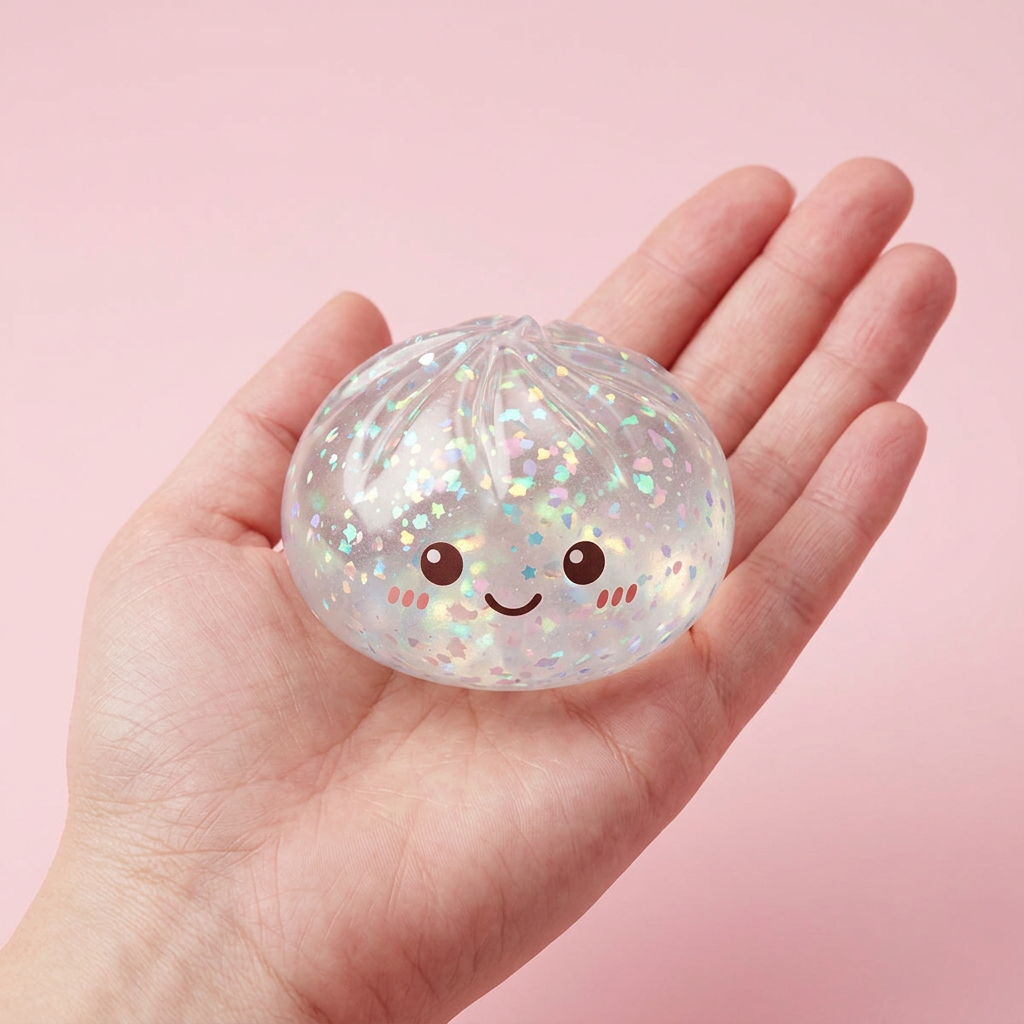 Glitter Dumpling Squishy Argento Scintillante — squishy antistress slow-rise kawaii