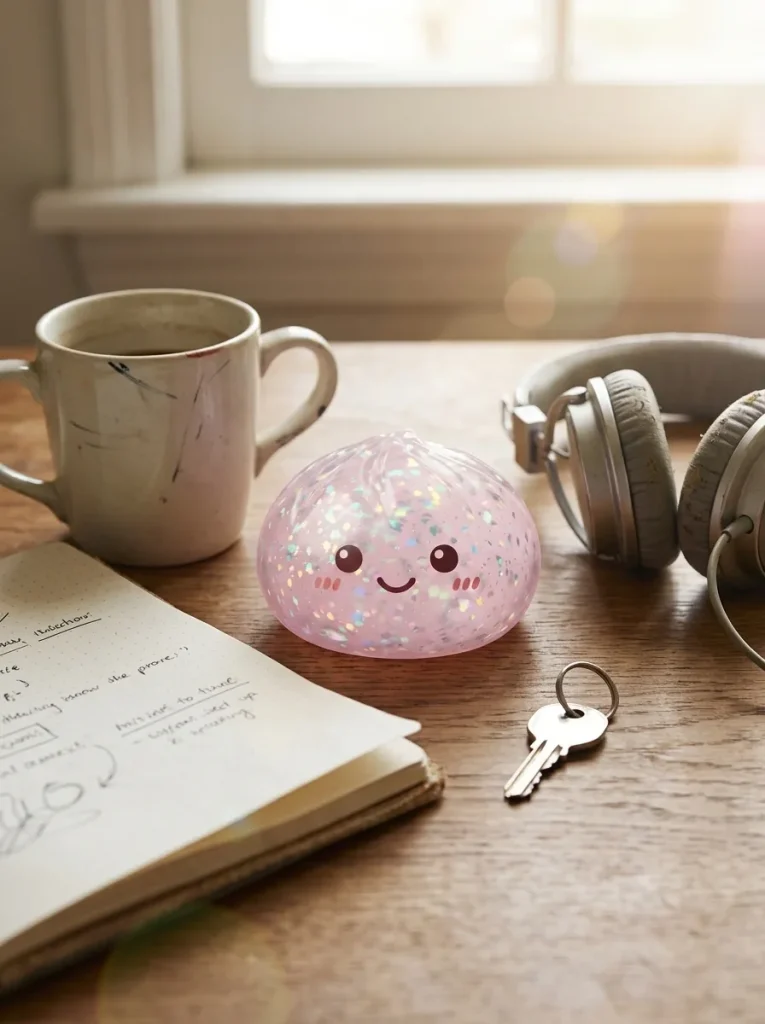 Glitter Dumpling Squishy Argento Scintillante — squishy antistress slow-rise kawaii