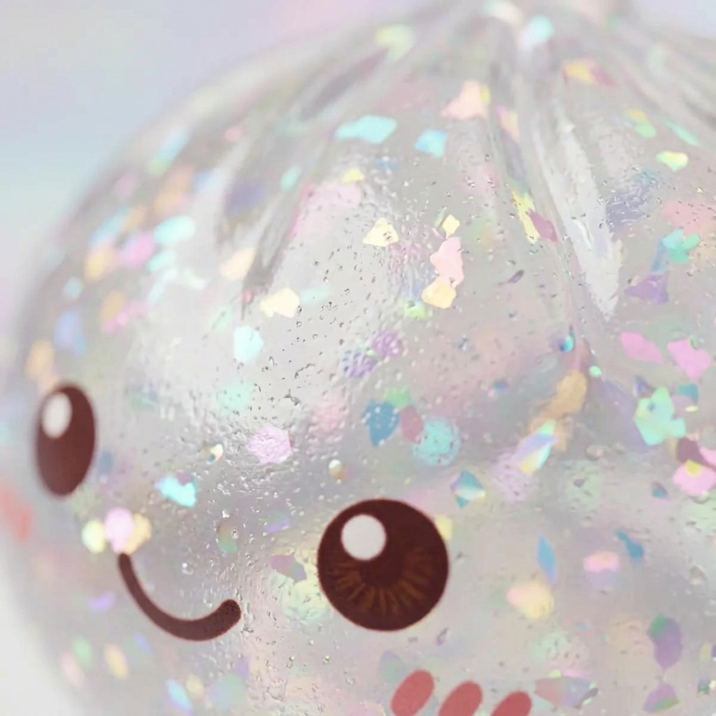 Glitter Dumpling Squishy Argento Scintillante — squishy antistress slow-rise kawaii