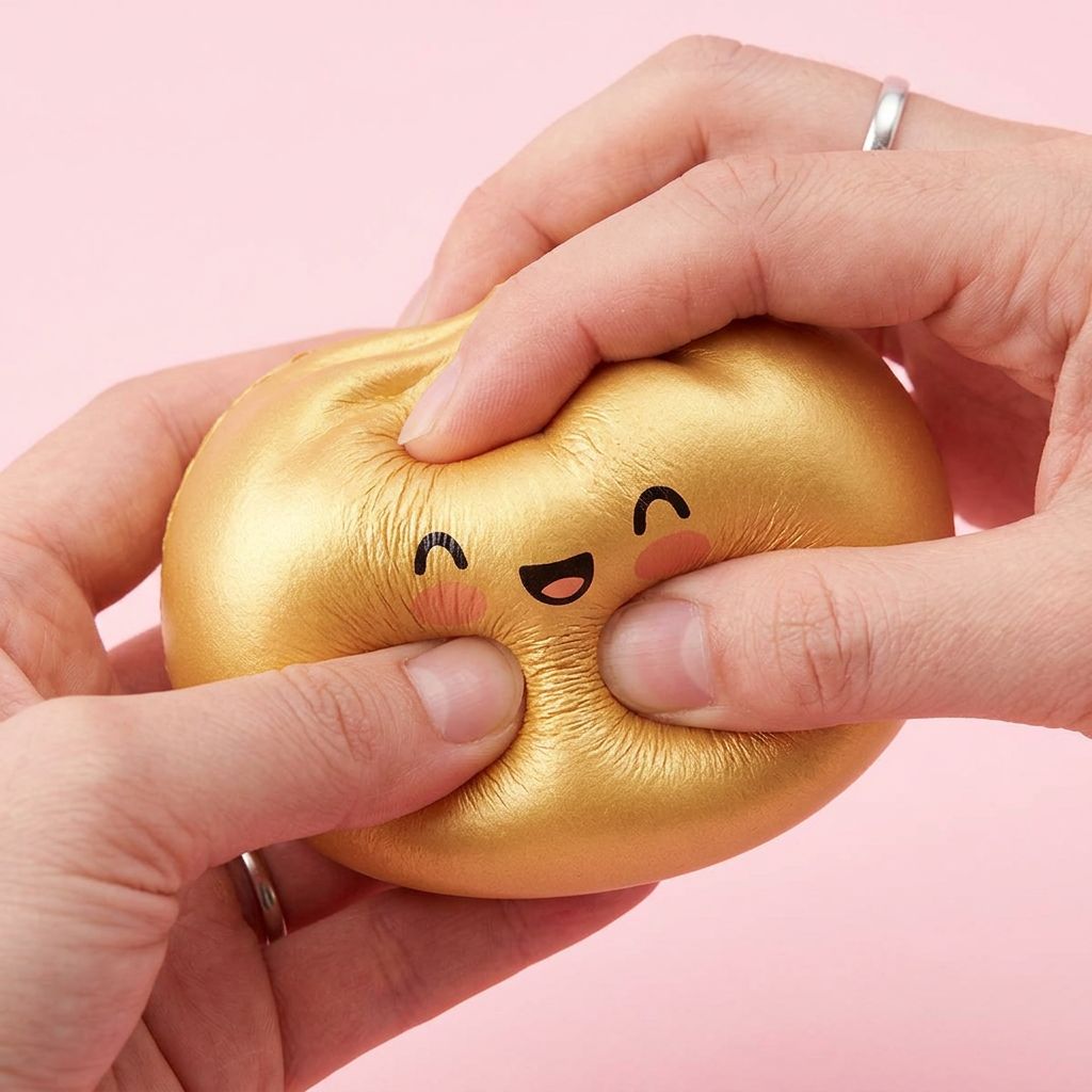 Dumpling Squishy Doré Lucky con Cestino Bambù — squishy antistress slow-rise kawaii