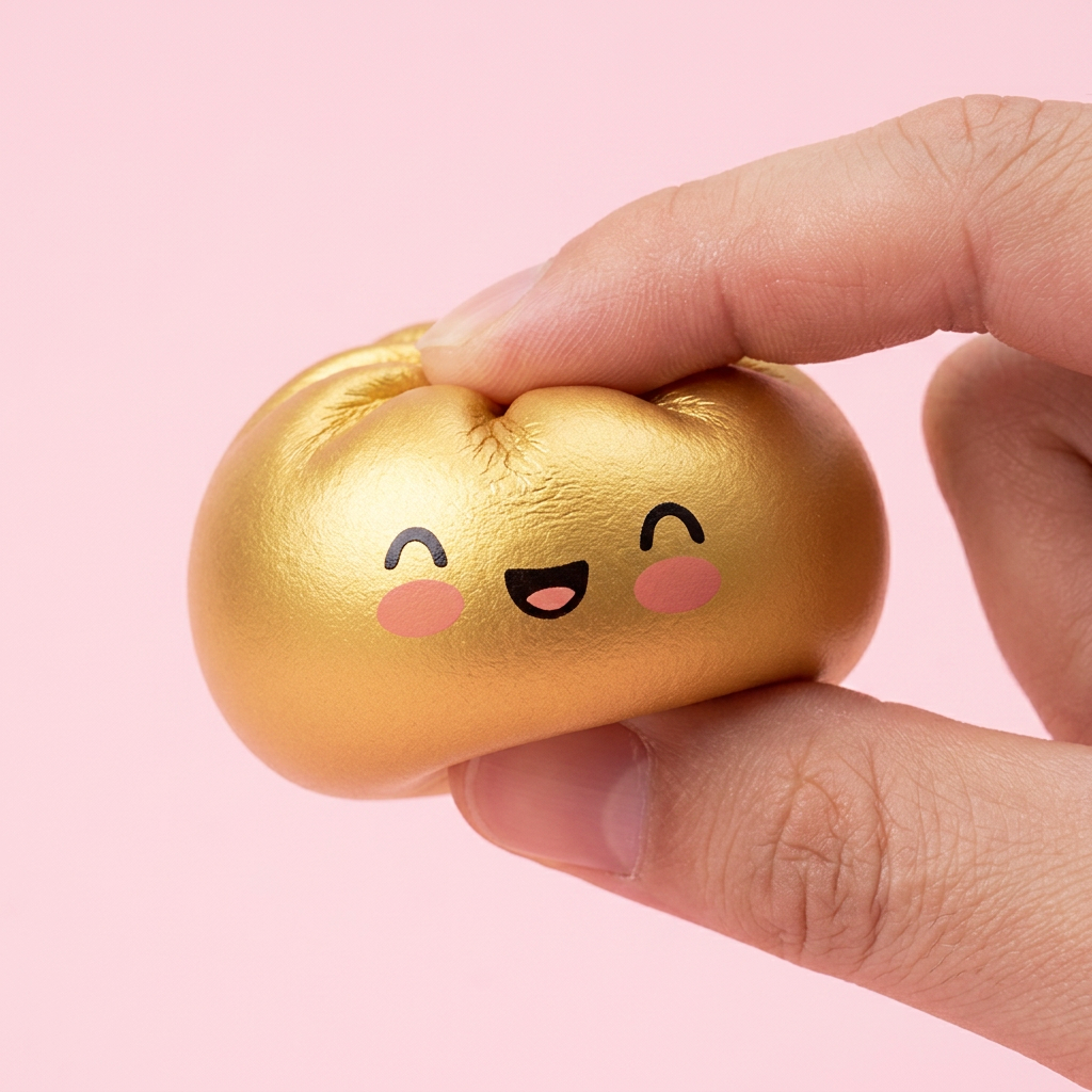Dumpling Squishy Doré Lucky con Cestino Bambù — squishy antistress slow-rise kawaii