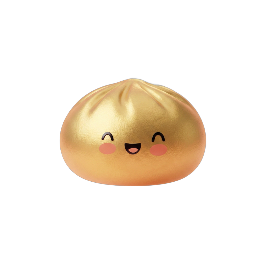 Dumpling Squishy Doré Lucky con Cestino Bambù — squishy antistress slow-rise kawaii