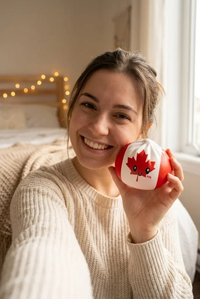 Flag Squishy Dumpling Canada con Cestino Bambù — squishy antistress slow-rise kawaii
