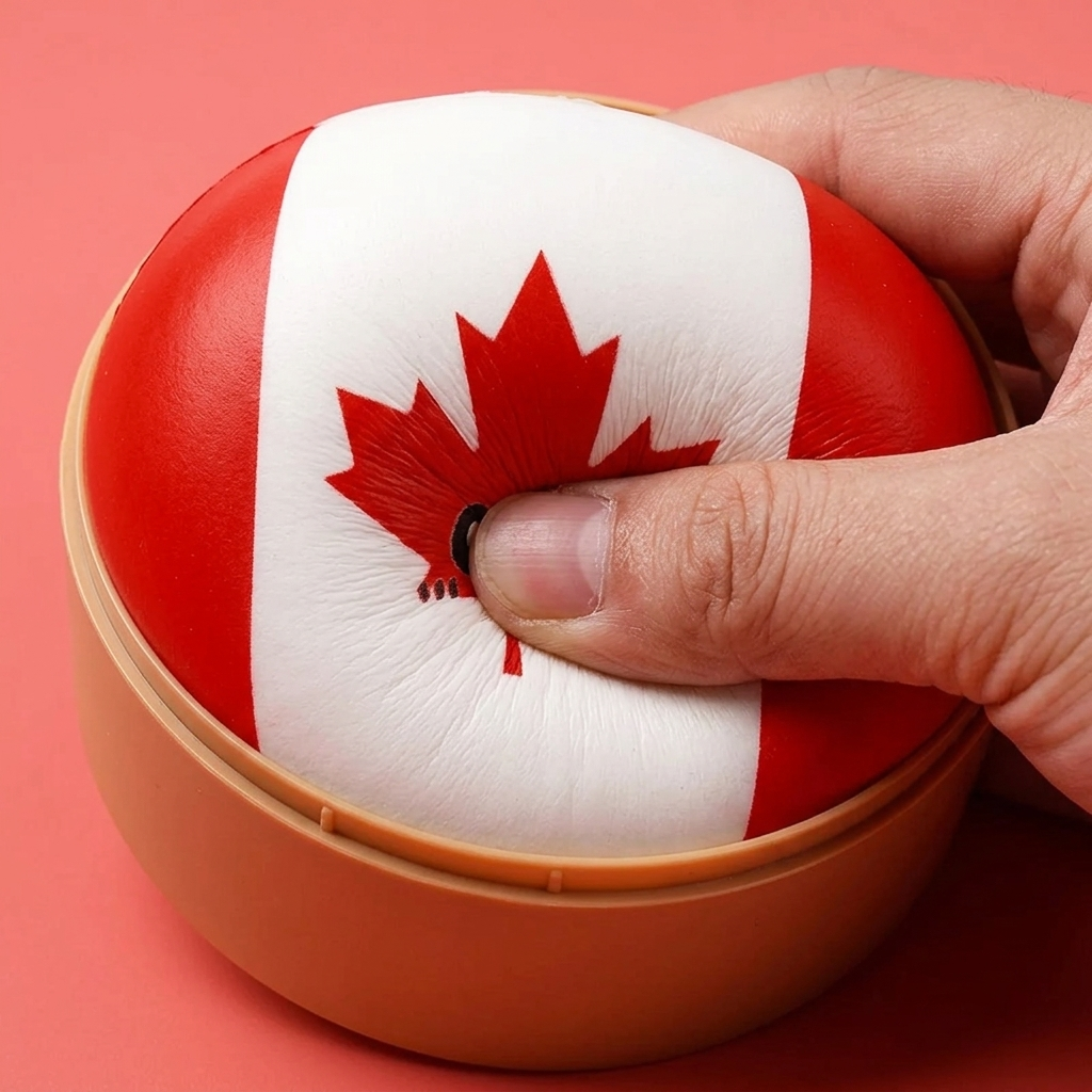 Flag Squishy Dumpling Canada con Cestino Bambù — squishy antistress slow-rise kawaii