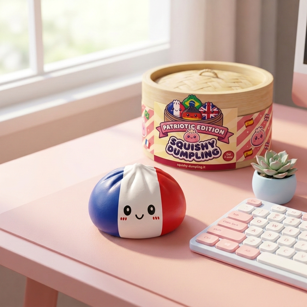 France Flag Squishy Dumpling Bandiera Francese in un'atmosfera da scrivania