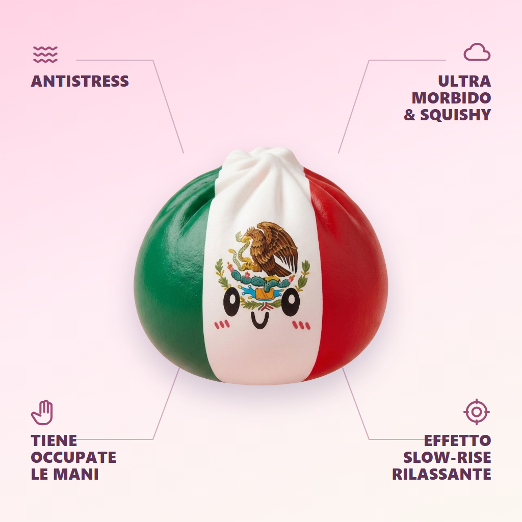 Flag Squishy Dumpling Messico Verde Bianco Rosso — squishy antistress slow-rise kawaii