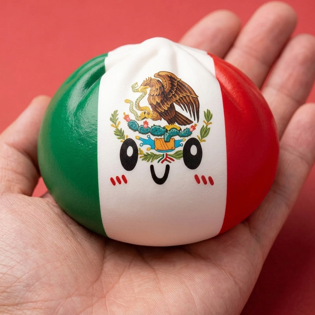 Flag Squishy Dumpling Messico Verde Bianco Rosso — squishy antistress slow-rise kawaii