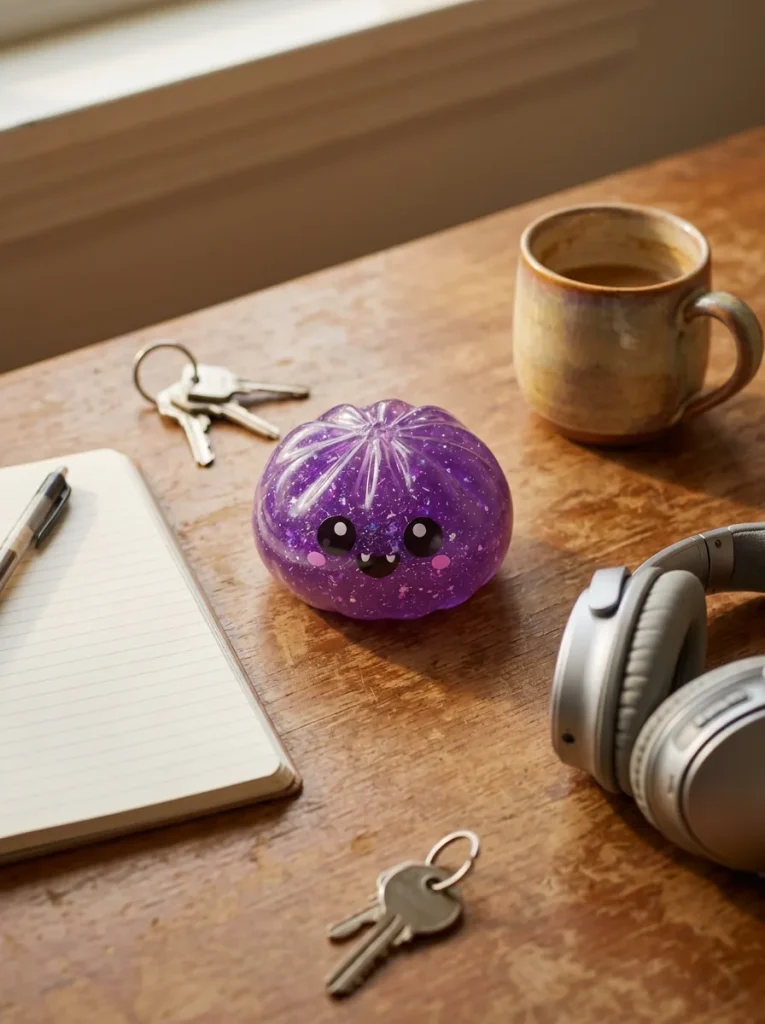 Squishy Dumpling Vampire Halloween Glitter Viola — squishy antistress slow-rise kawaii