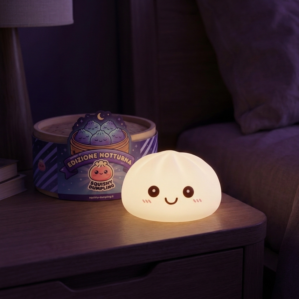 Dumpling Squishy Luce Notturna Bianca Lunare — squishy antistress slow-rise kawaii