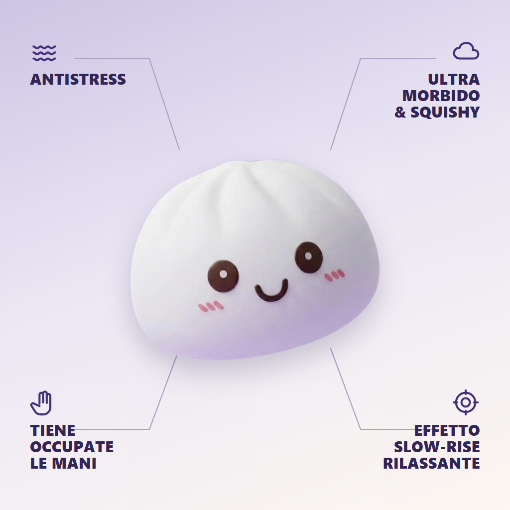 Dumpling Squishy Luce Notturna Bianca Lunare — squishy antistress slow-rise kawaii