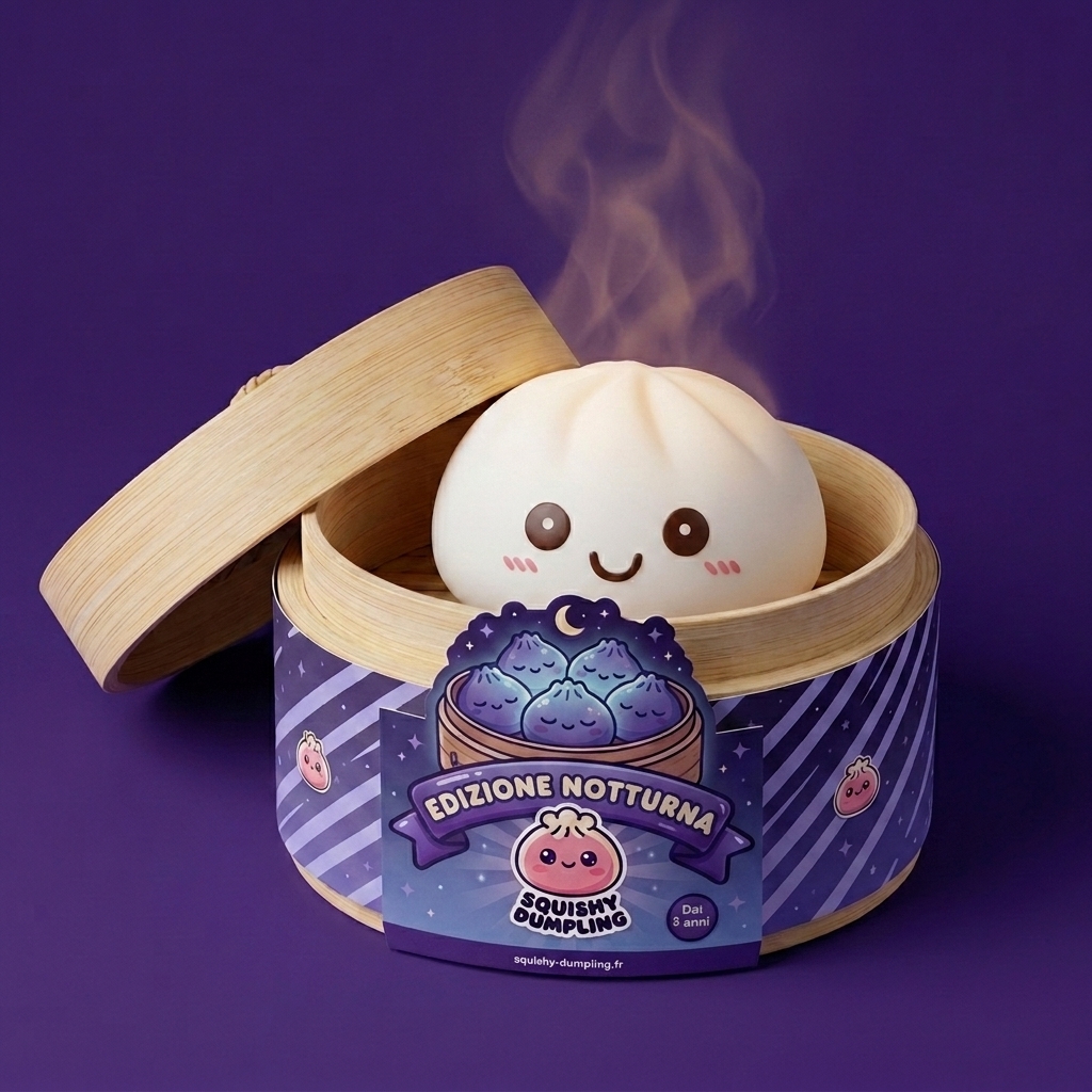 Dumpling Squishy Luce Notturna Bianca Lunare — squishy antistress slow-rise kawaii