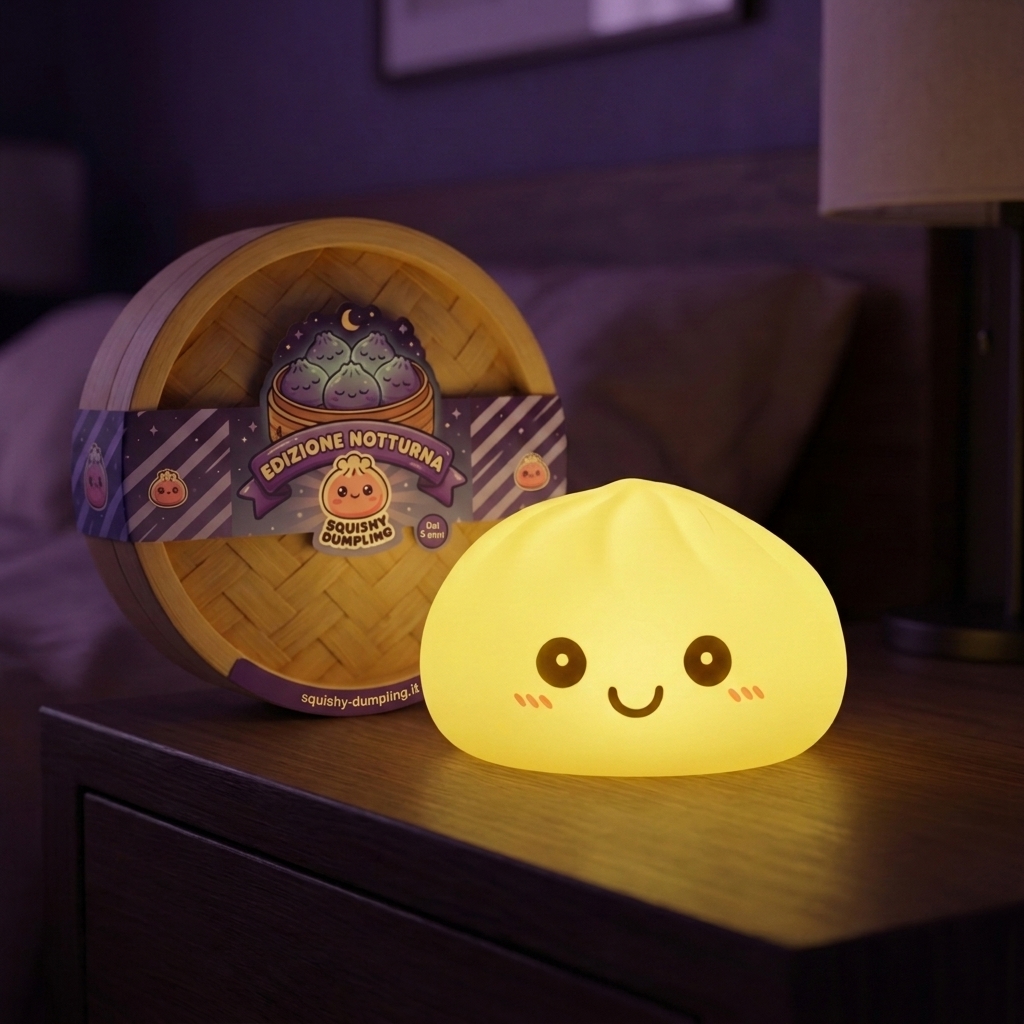 Dumpling Squishy Luce Notturna Giallo Sole — squishy antistress slow-rise kawaii