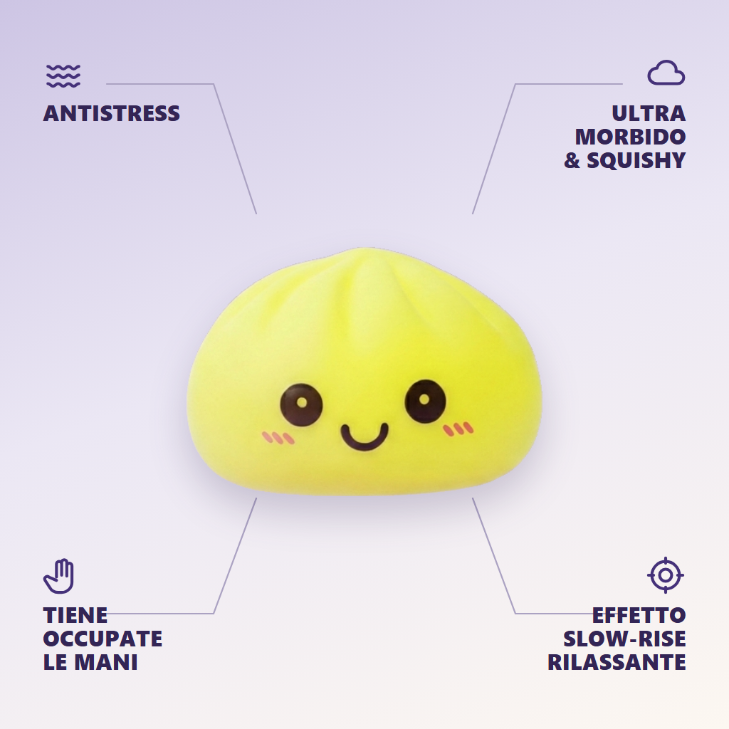 Dumpling Squishy Luce Notturna Giallo Sole — squishy antistress slow-rise kawaii