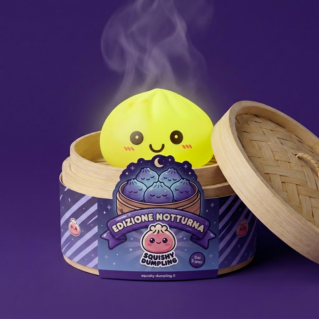 Dumpling Squishy Luce Notturna Giallo Sole — squishy antistress slow-rise kawaii