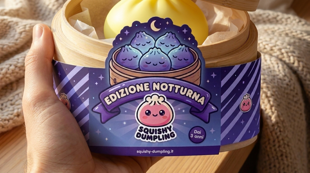 Dumpling Squishy Luce Notturna Giallo Sole — squishy antistress slow-rise kawaii