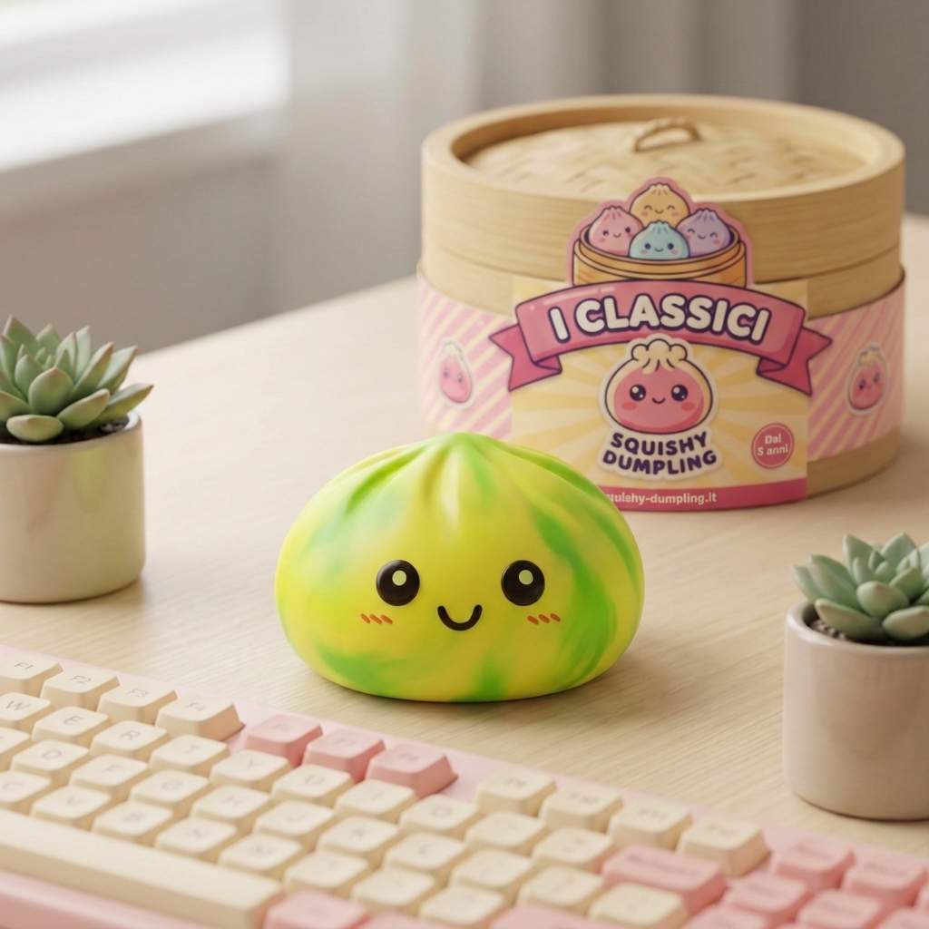 Squishy Dumpling Tie Dye Giallo Limone — squishy antistress slow-rise kawaii