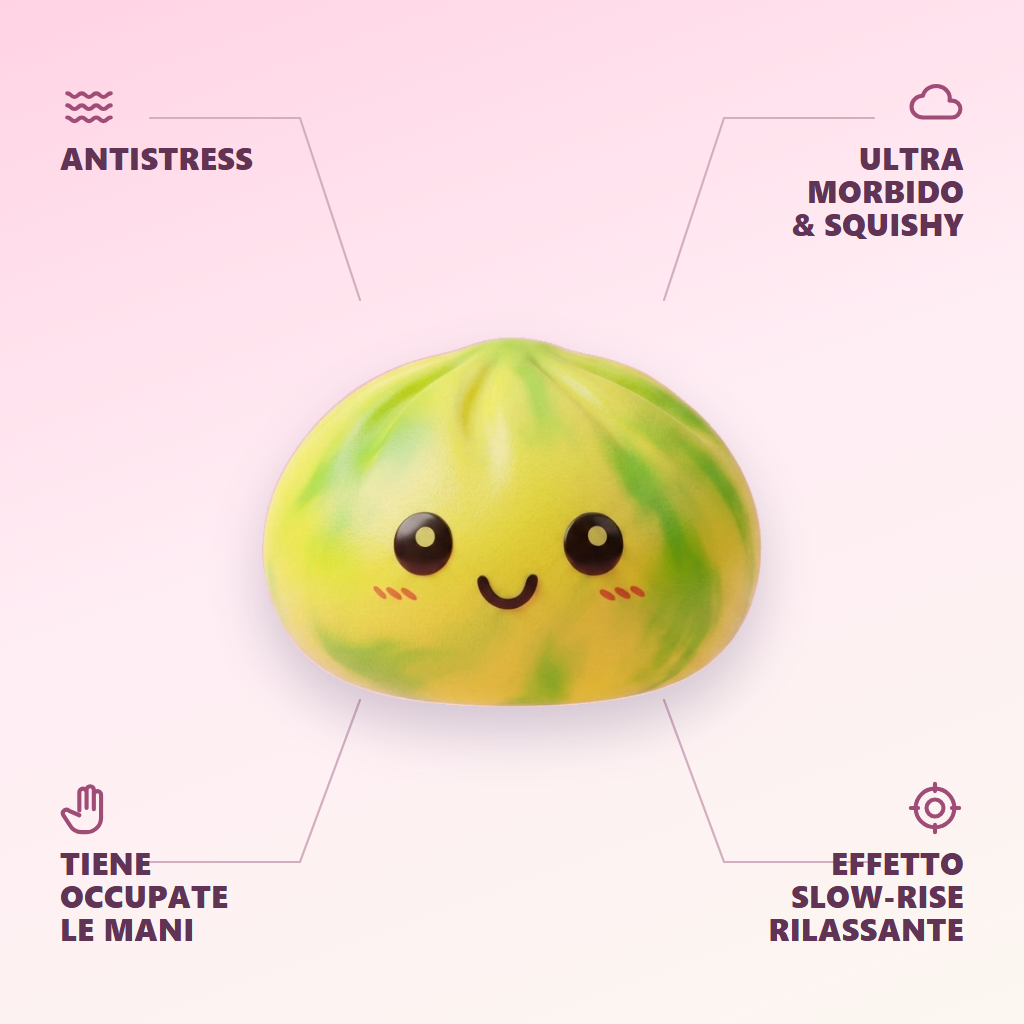 Squishy Dumpling Tie Dye Giallo Limone — squishy antistress slow-rise kawaii