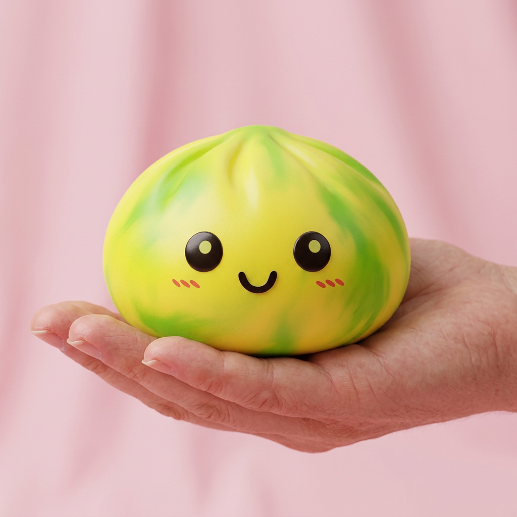 Squishy Dumpling Tie Dye Giallo Limone — squishy antistress slow-rise kawaii