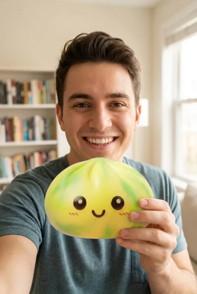 Squishy Dumpling Tie Dye Giallo Limone — squishy antistress slow-rise kawaii