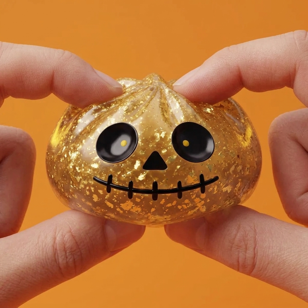Dumpling Squishy Zombie Halloween Glitter Dorato — squishy antistress slow-rise kawaii