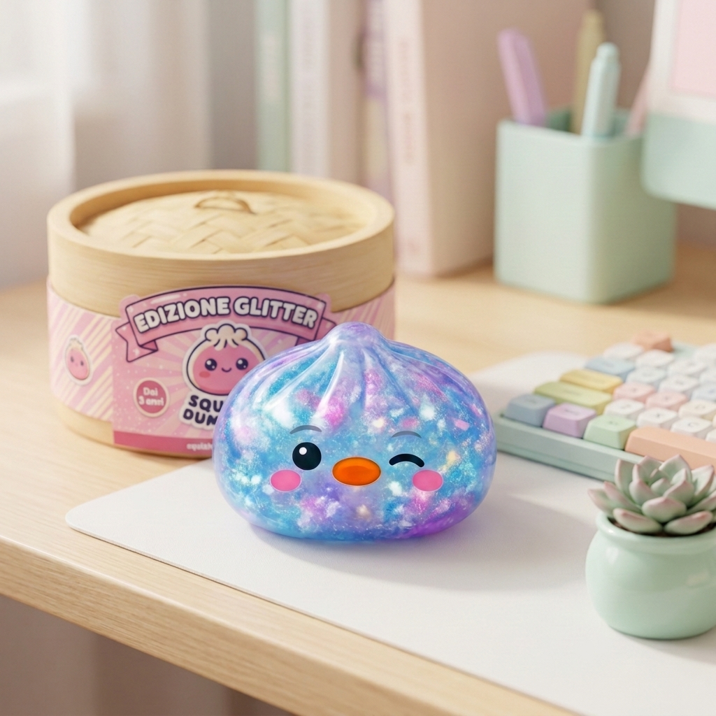 Squishy Dumpling Pinguino Blu Galaxy — squishy antistress slow-rise kawaii