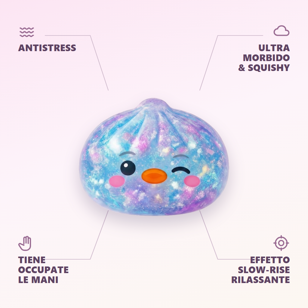 Squishy Dumpling Pinguino Blu Galaxy — squishy antistress slow-rise kawaii