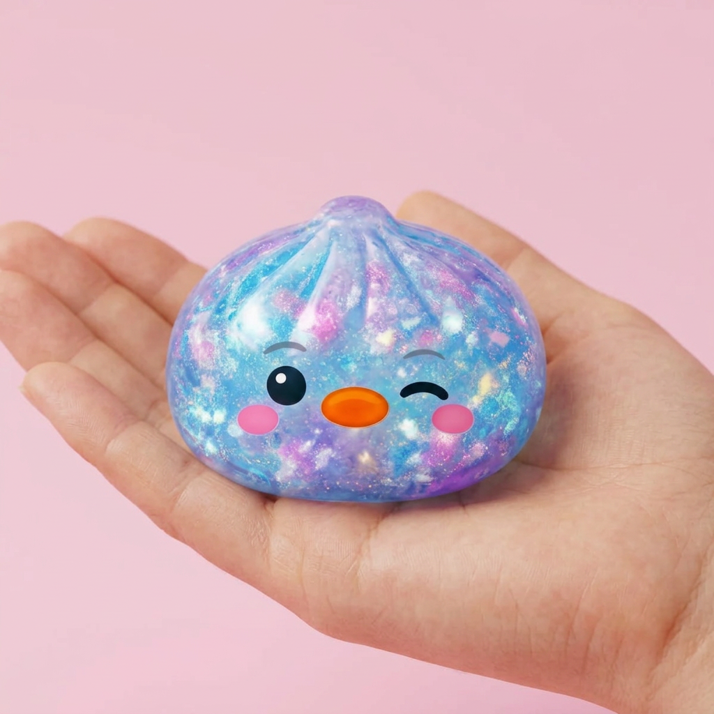 Squishy Dumpling Pinguino Blu Galaxy — squishy antistress slow-rise kawaii