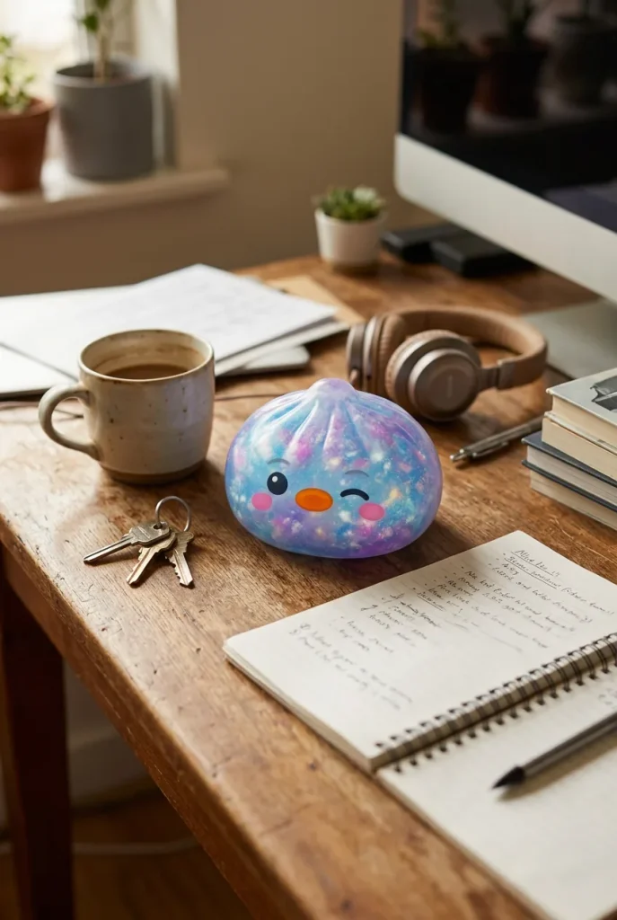 Squishy Dumpling Pinguino Blu Galaxy — squishy antistress slow-rise kawaii