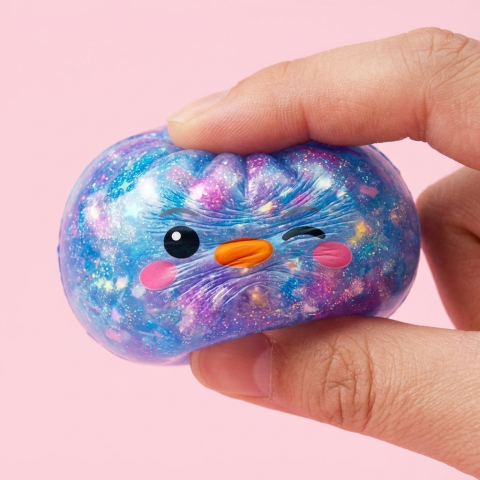 Squishy Dumpling Pinguino Blu Galaxy — squishy antistress slow-rise kawaii