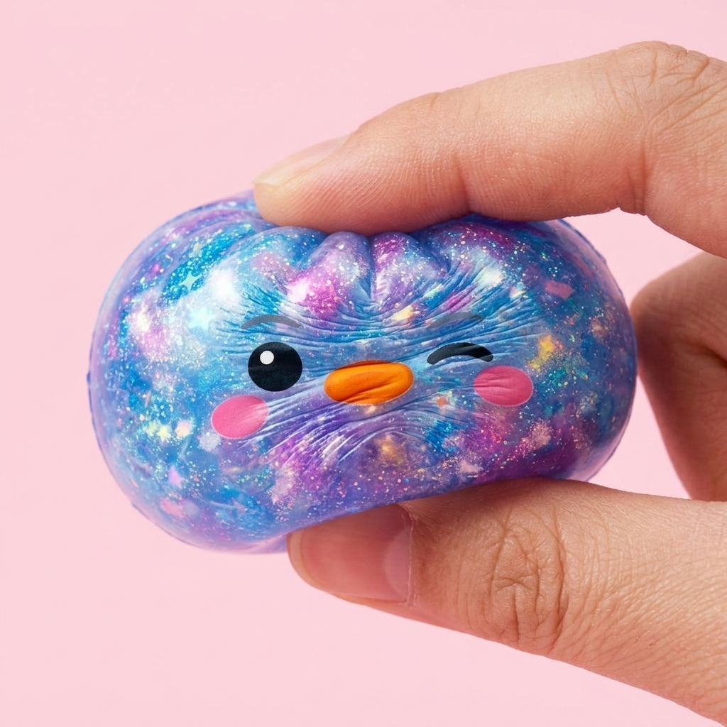 Squishy Dumpling Pinguino Blu Galaxy — squishy antistress slow-rise kawaii