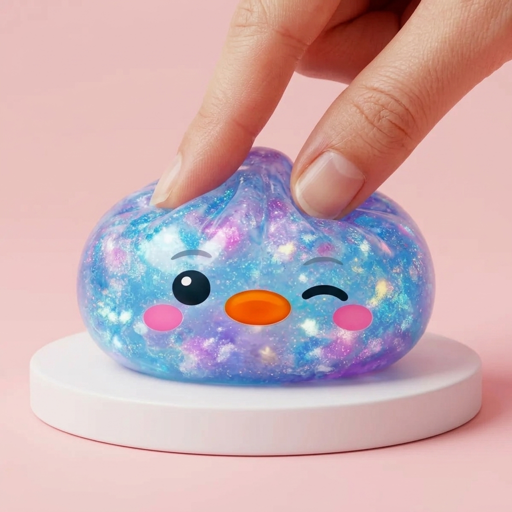 Squishy Dumpling Pinguino Blu Galaxy — squishy antistress slow-rise kawaii