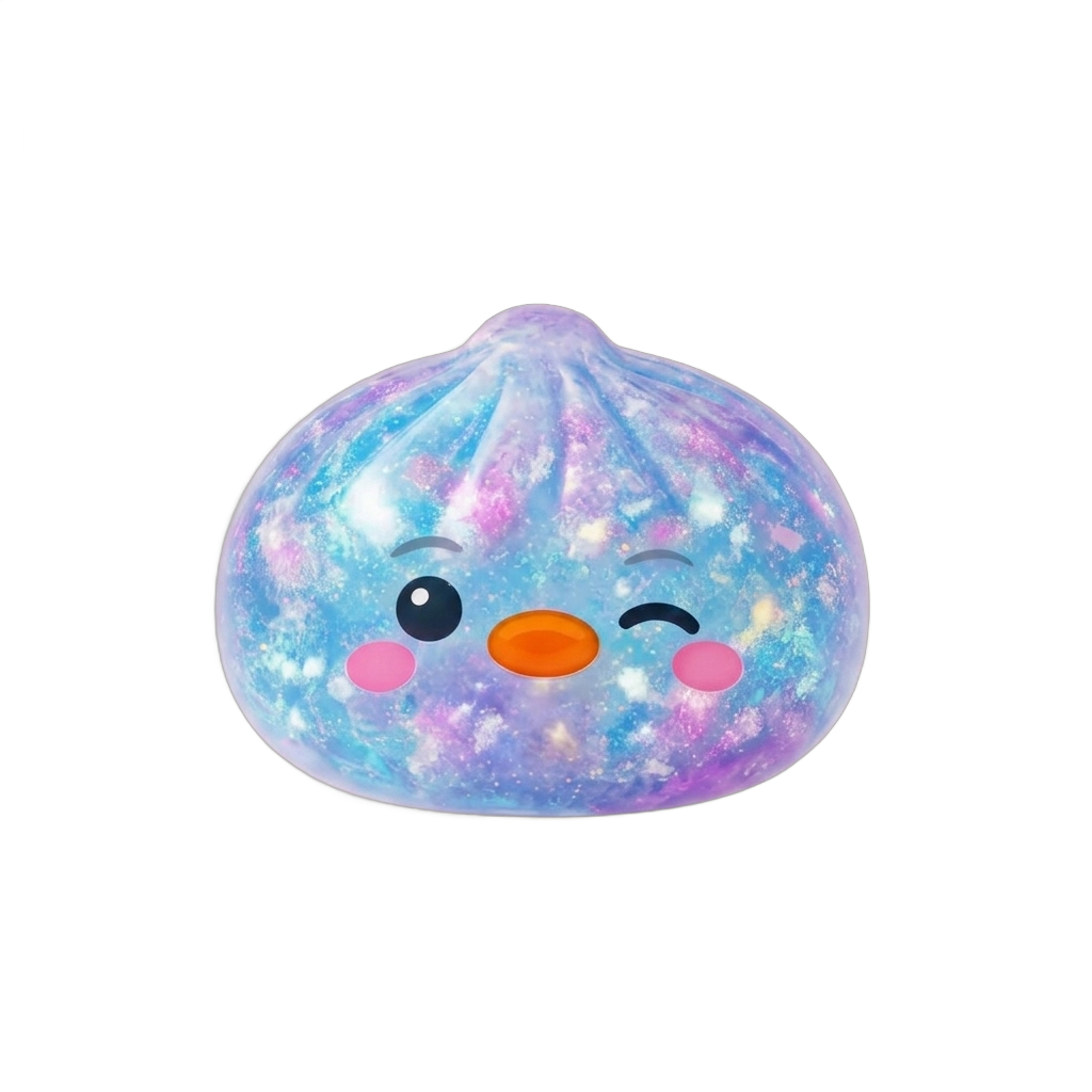 Squishy Dumpling Pinguino Blu Galaxy — squishy antistress slow-rise kawaii