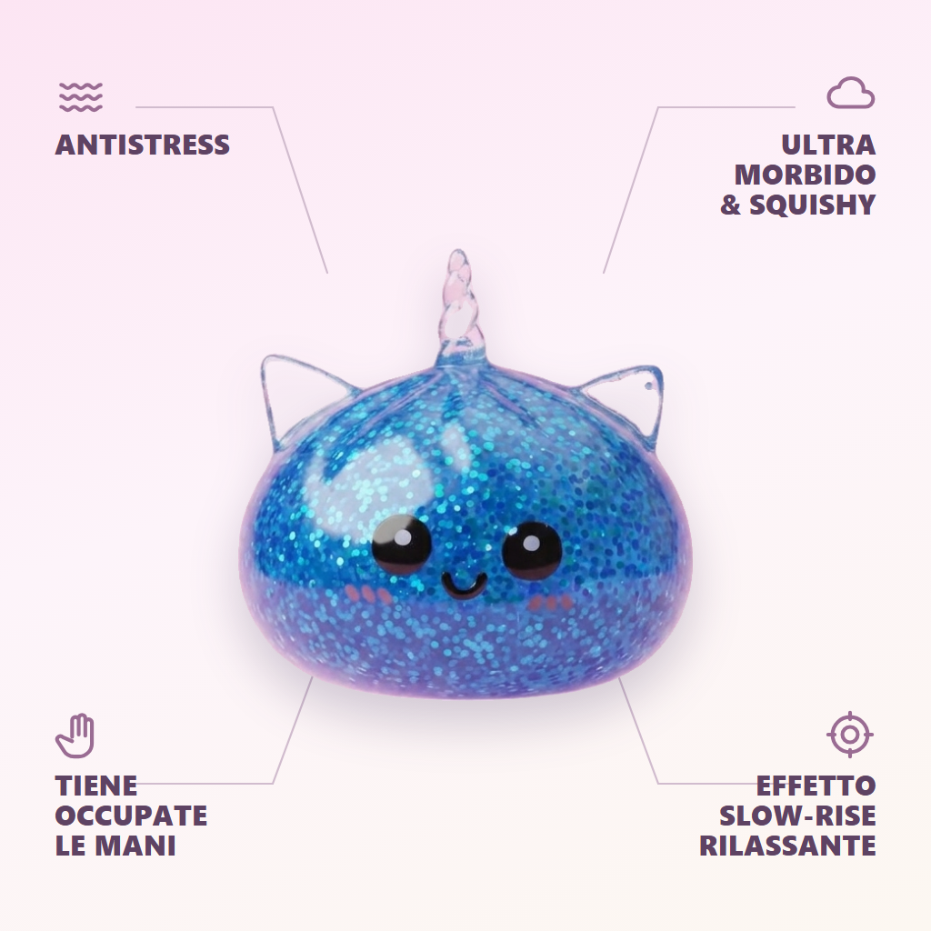 Dumpling Squishy Unicorno Glitter Blu — squishy antistress slow-rise kawaii