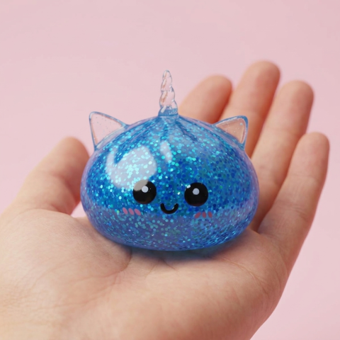 Dumpling Squishy Unicorno Glitter Blu — squishy antistress slow-rise kawaii