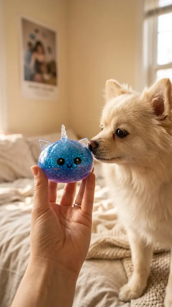 Dumpling Squishy Unicorno Glitter Blu — squishy antistress slow-rise kawaii